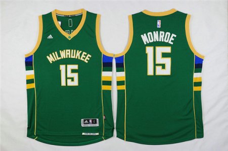 Maillot De Basket Milwaukee Bucks Greg Monroe 15 Tissus Sportif Fans Edition Vert